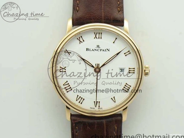 0824 Villeret 6651 RG ZF 1:1 Best Edition White Dial On Brown Leather Strap A ComfortFit 8097